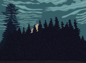 Casa e siepe (arte digitale) da Evan Sklar