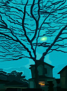 Casa nel Queens di notte (arte digitale) da Evan Sklar