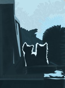 Gattini fuori dalla finestra (arte digitale) da Evan Sklar