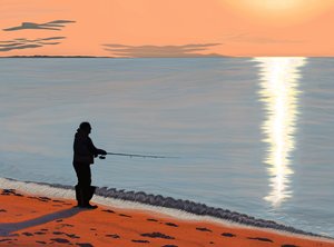 Uomo che pesca, Brooklyn (arte digitale) da Evan Sklar
