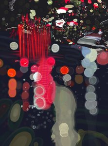 Pioggia e luce riflessa sul parabrezza, Brooklyn (arte digitale) da Evan Sklar