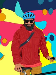 Rizwan che sorride (arte digitale) da Evan Sklar
