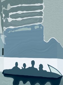 Ombra di auto e passeggeri sulla facciata dell