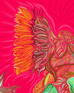 Girasole singolo, c.2020-24 (arte digitale) da Evan Sklar