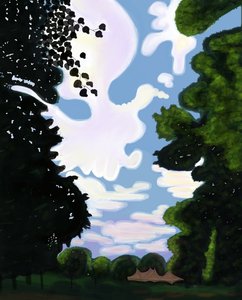 Tenda e cielo, Prospect Park 2018 (disegnato a mano su un iPad con una matita Apple) da Evan Sklar