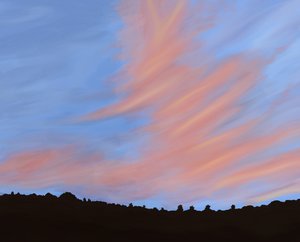 Linea di alberi, Hudson Valley, 2018 (disegnato a mano su un iPad con una matita Apple) da Evan Sklar