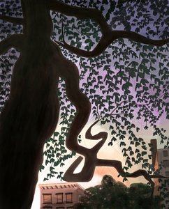 Albero e viale al tramonto, 2016 (disegnato a mano su iPad con una matita Apple) da Evan Sklar