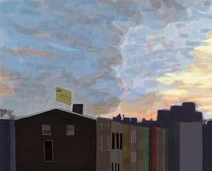 View From Gowanus Expressway, 2016 (disegnato a mano su un iPad con una matita Apple) da Evan Sklar
