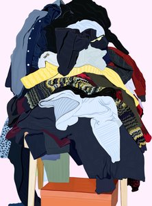 Vestiti di donna ammassati sulla sedia (arte digitale) da Evan Sklar