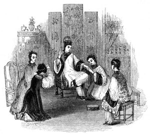 Fanciulle cinesi che piangono con una sposa, 1847 da Evans
