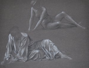 Doppio studio per Earthbound - figura femminile reclinata, 1897