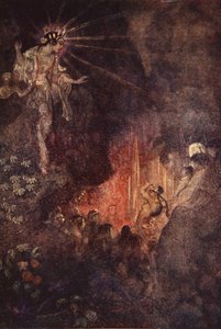 Uzuma risveglia la curiosità di Ama-terasu, illustrazione da 