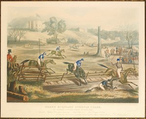 Grande corsa militare a ostacoli, a Londra, Canada Ovest, 9 maggio 1843, inciso da J. Harris da Evelyne Marie Alexander