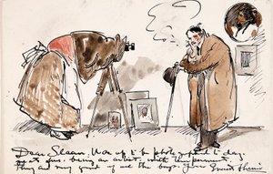 Caricatura di Shinn fotografato da Gertrude Kasebier da Everett Shinn