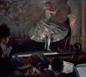 Ballerina in bianco davanti ai riflettori