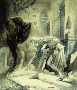 Il fantasma del Natale futuro: Ebeneezer Scrooge da Everett Shinn