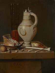 Natura morta con utensili per fumatori e boccale di birra. 1664 da Evert Collier