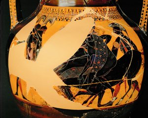 Scena di combattimento. Anfora a figure nere, come il 10-03-03/48 ...