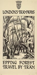 Epping Forest, viaggia in tram, poster del London County Council LCC Tramways, 1922 da FW Farleigh