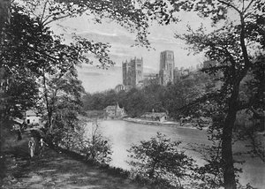 Cattedrale di Durham, dal Ponte di Prebend, c1896 da FW Morgan