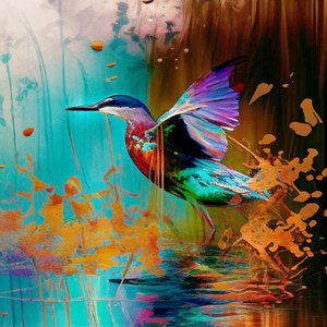 Uccello astratto ispirato a Claude Monet