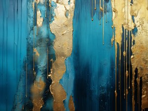 Oro e blu astratto, stampe d