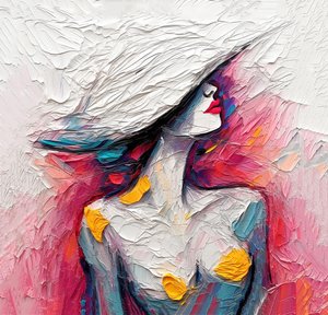 Ritratto di moda di donna, pittura ad olio astratta, stampe d