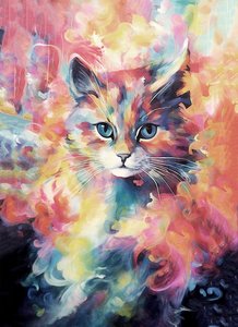 Dipinto astratto di un gatto da F. Abderrahim