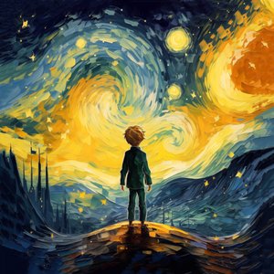 Dipinti astratti, la fiaba del piccolo principe, stampe murali incorniciate da F. Abderrahim