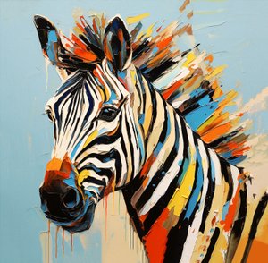 Ritratto di zebra della savana astratta, dipinto a colori pieni, Arte da Parete