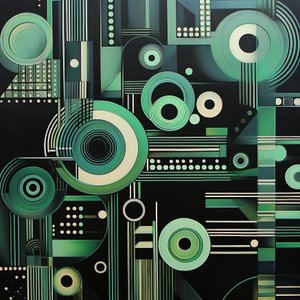 Pittura Geometrica Complessa su Sfondo Nero, Stampe d