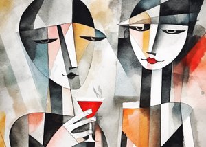 Coppia che beve vino in un ristorante, stampe su tela e arte murale da F. Abderrahim