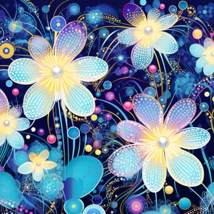 Motivo floreale in blu, stile Yayoi Kusama da F. Abderrahim