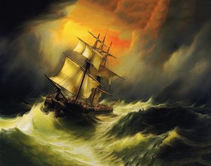 Nave in una tempesta in mare, stile di William Turner da F. Abderrahim