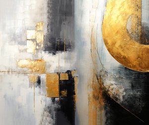 Pittura intuitiva astratta argento e oro, stampe d