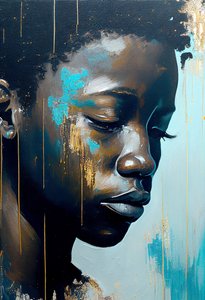 Giovane africano astratto su tela