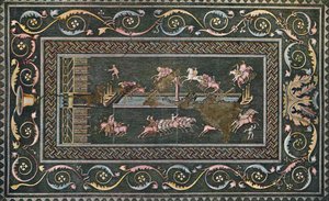 Un mosaico romano a Lione, rappresentante i giochi del circo da F. Artaud