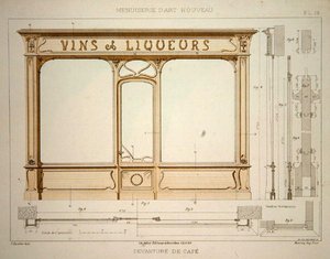 Progetto per la facciata di un negozio di vini, illustrazione da 