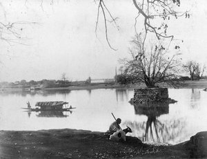Fiume Jhelum, Shadipur, Kashmir, India, inizio XX secolo