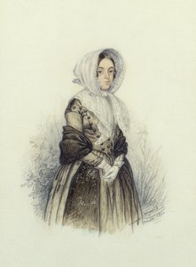 Ritratto di una Giovane Signora con un Cappello e Guanti Bianchi, 1840