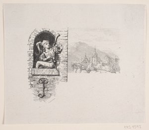 Vignetta per la poesia di J. P. Jacobsen, "Il paggio seduto in alto sulla torre" da F. Hendriksen