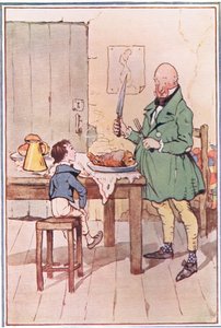 David cenò con il signor McCawber in prigione, illustrazione da David Copperfield, 1914
