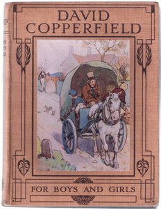 Progettazione della copertina anteriore, illustrazione da David Copperfield, 1914