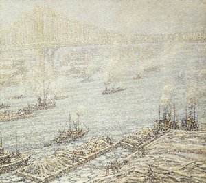 East River, New York, Inverno, c.1915 da F. Usher de Voll