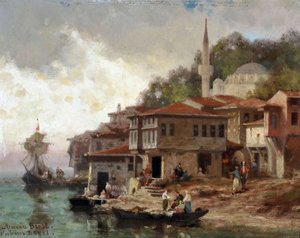Costantinopoli, riva del Bosforo, costa asiatica