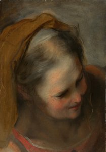 Testa di una vecchia che guarda in basso a destra da Federico Barocci