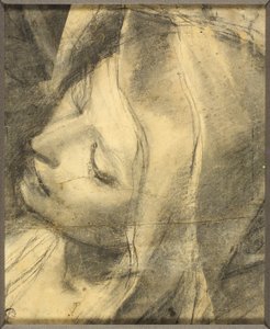 Testa della Vergine che sviene: Studio per la deposizione (recot) Base della colonna (verso) da Federico Barocci