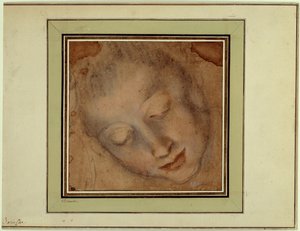 Testa di donna con occhi fermi Disegno a sanguigna e carboncino di Federico Barocci detto Il Baroccio (1526-1613). Parigi, Museo del Louvre da Federico Fiori Barocci or Baroccio