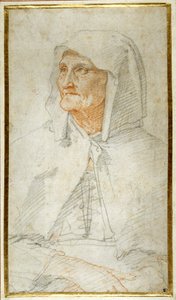Una vecchia signora seduta, mezzo busto da Federico Zuccaro