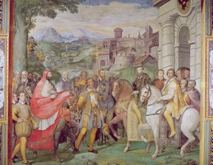 Carlo V (1500-58) con Alessandro Farnese (1546-92) a Worms, dalla 